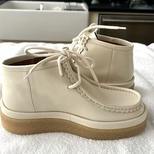 Women’s Chloe leather ankle boots, off white size 37, US size 7/7.5